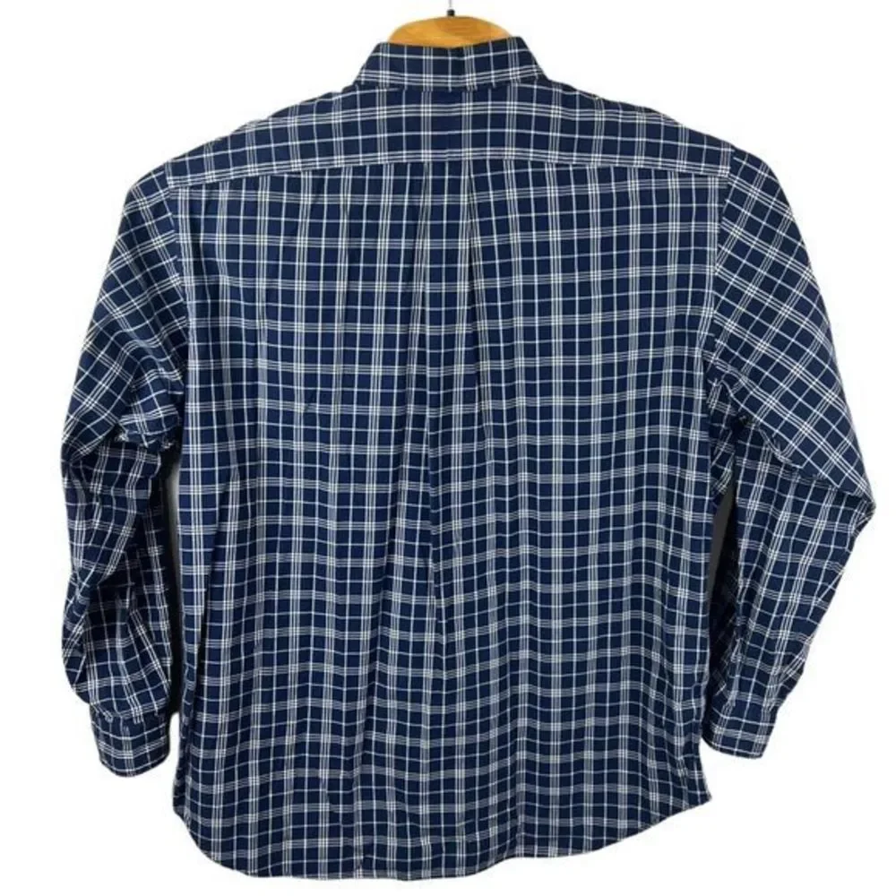 Polo Ralph Lauren Whitfield Blue Plaid Flap Pocket Long Sleeve Button Up Shirt L